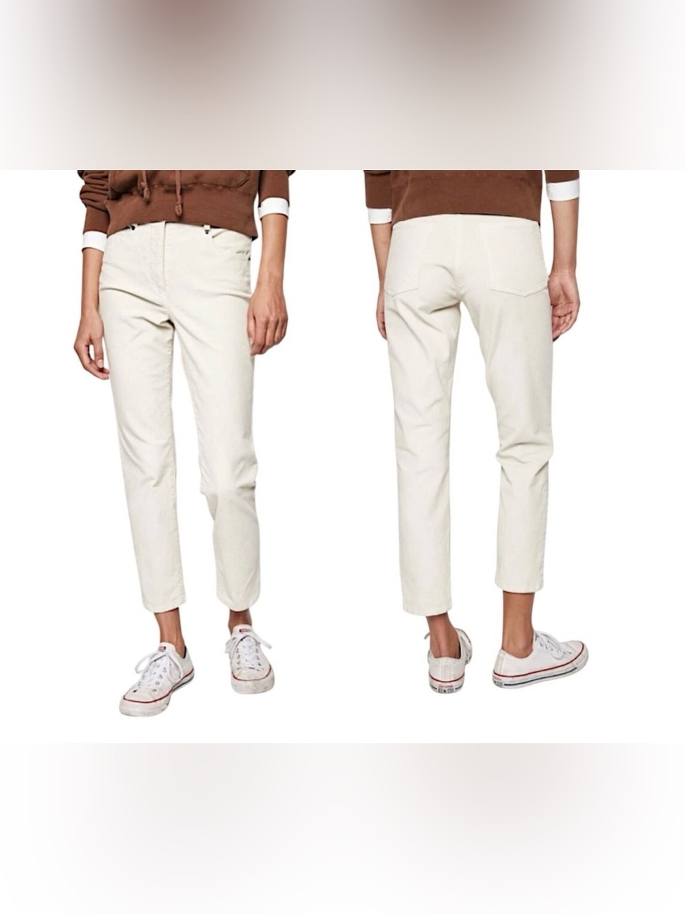 Nili Lotan Corduroy Bradford Pant, Winter White, Size 6